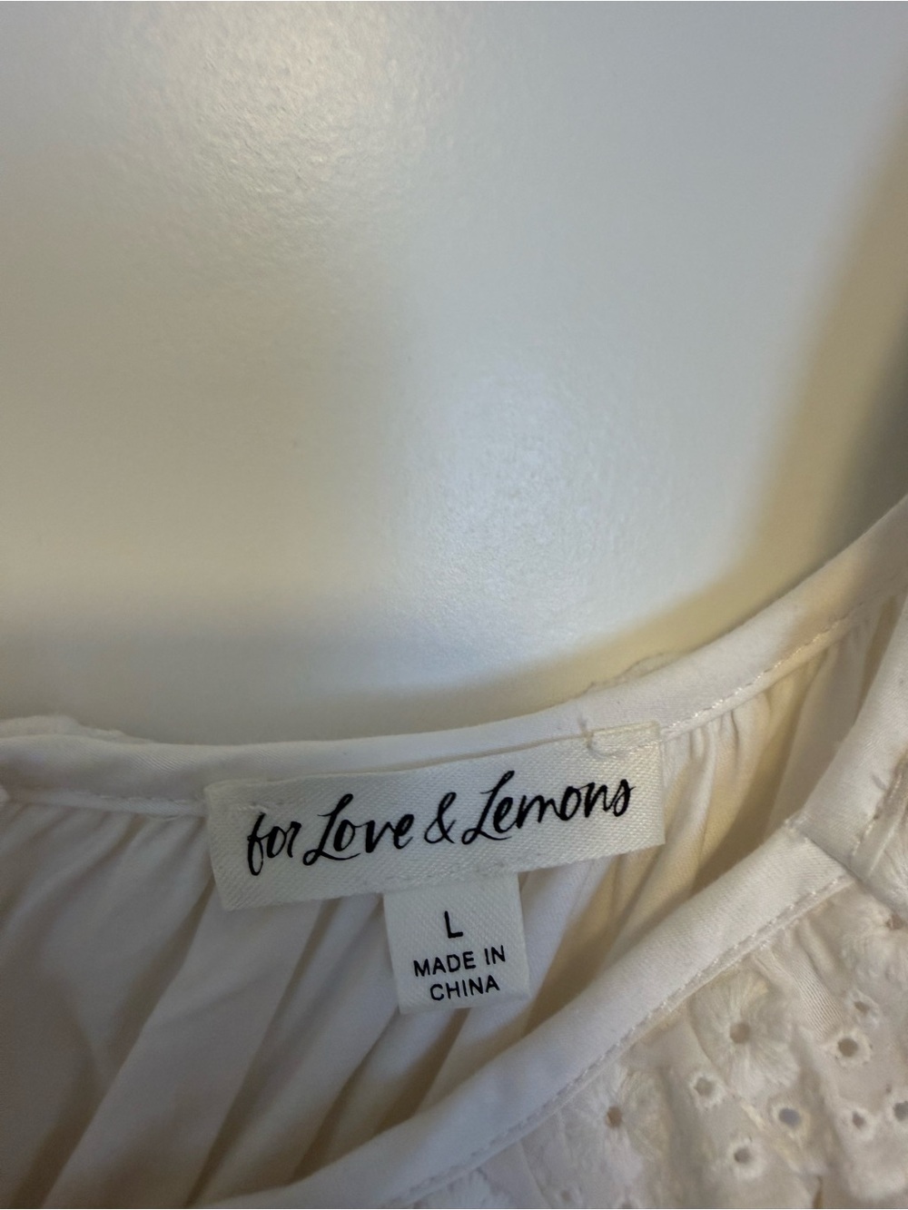 For Love & Lemons Jackson Mini Dress Size L White Puff-Sleeve - Picture 2 of 6